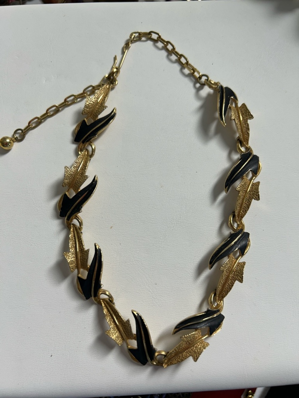 Vintage Mode Art Gold and Black Enamel Choker - Women Jewelry 16.75”